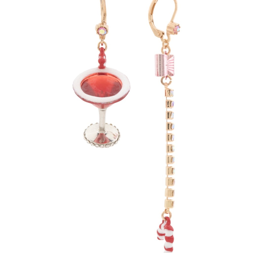 Betsey Johnson Red and Gold Cocktail Earrings